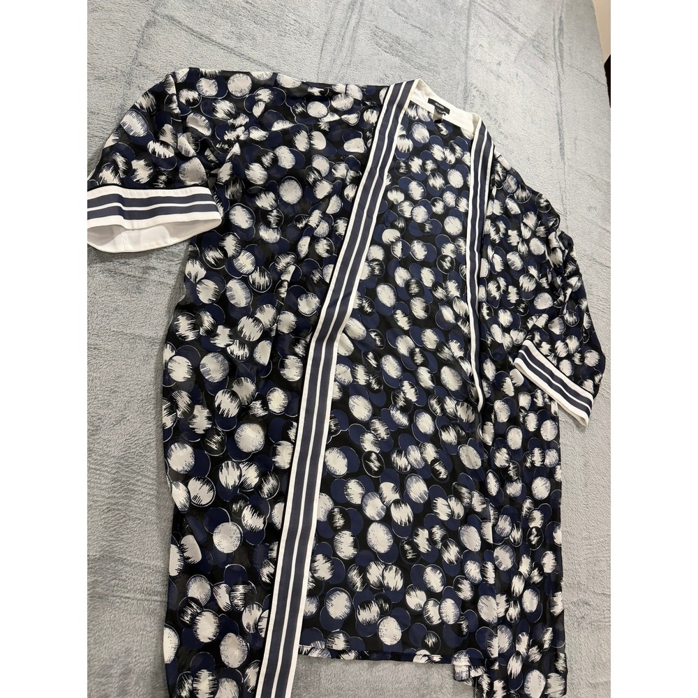 Alfani Womens Navy Blue Abstract Dot Open Front Kimono Wrap Cardigan L/XL - Picture 3 of 8